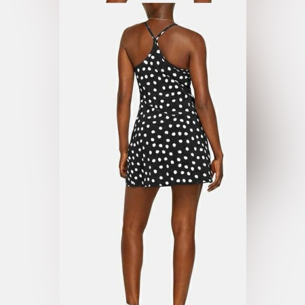 New OUTDOOR VOICES black white polka dot Sleeveless Exercise Dress Small workout - Picture 2 of 2